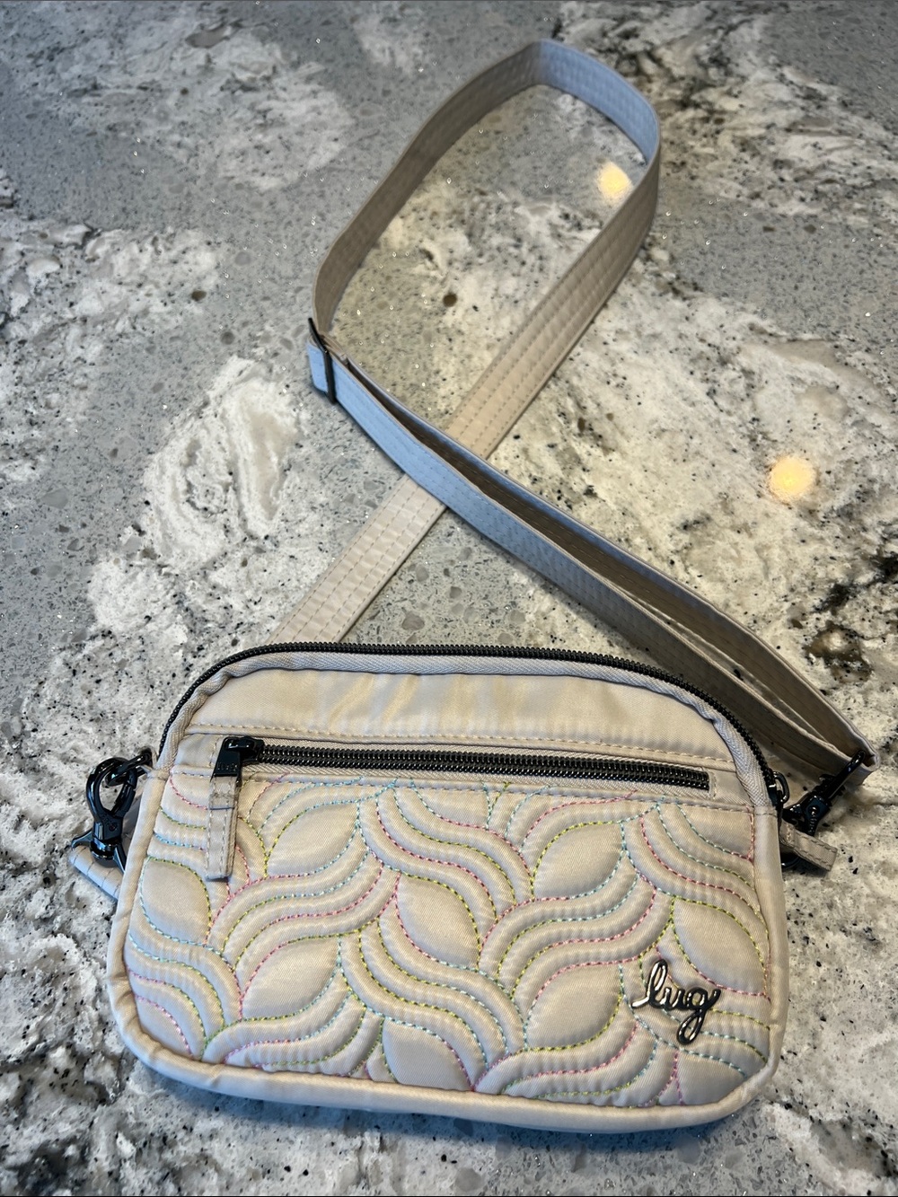 Lug Super Coupe Convertible Crossbody Bag Pebble Icepop Stitch EUC
